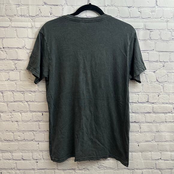 Affliction Deep V Mesh Insert Short Sleeve Tee Gray Orange Size Small - Picture 5 of 5